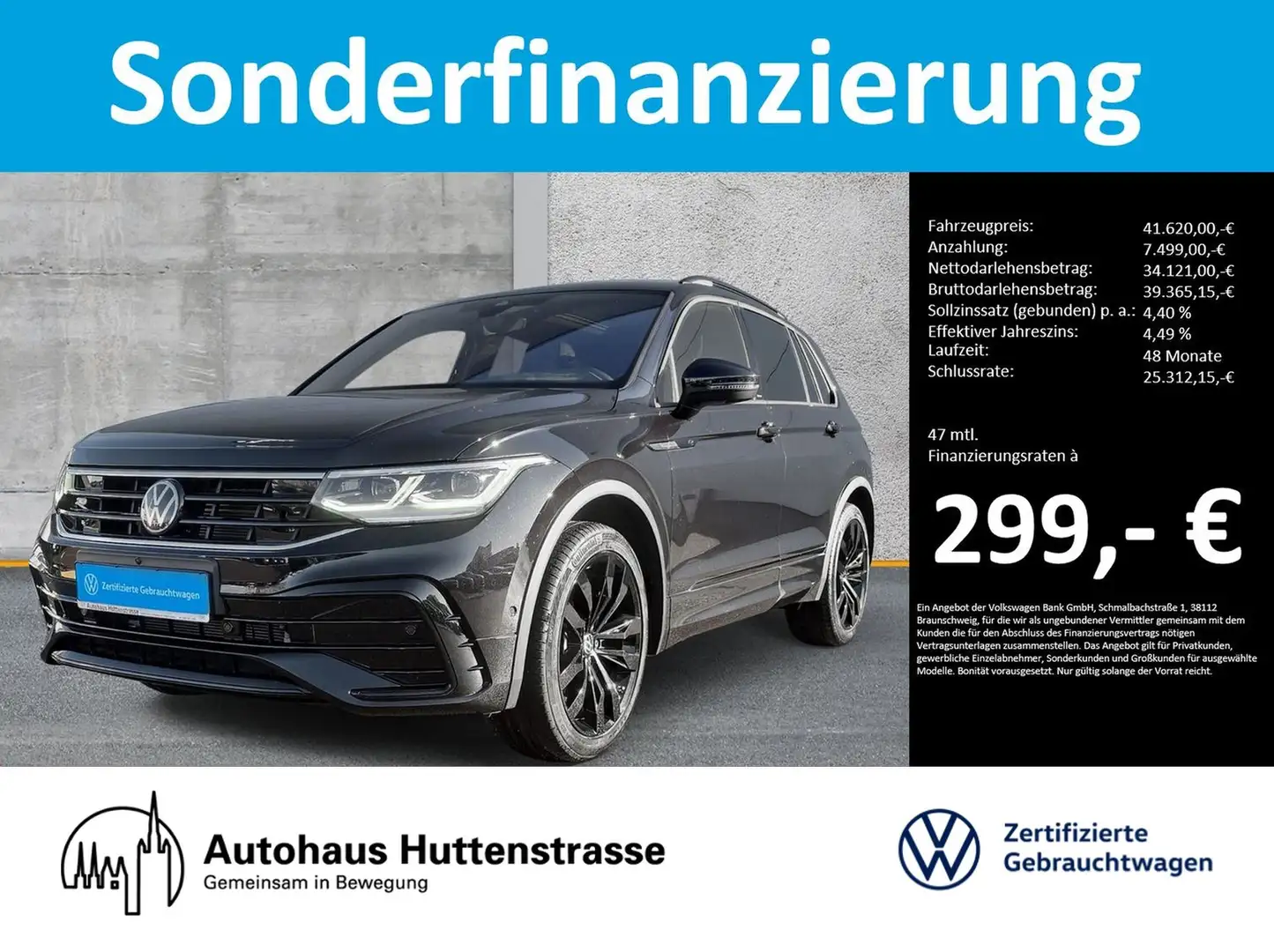 Volkswagen Tiguan 2.0 TSI DSG 4M R-Line HARMAN DCC PANO AHK Schwarz - 1