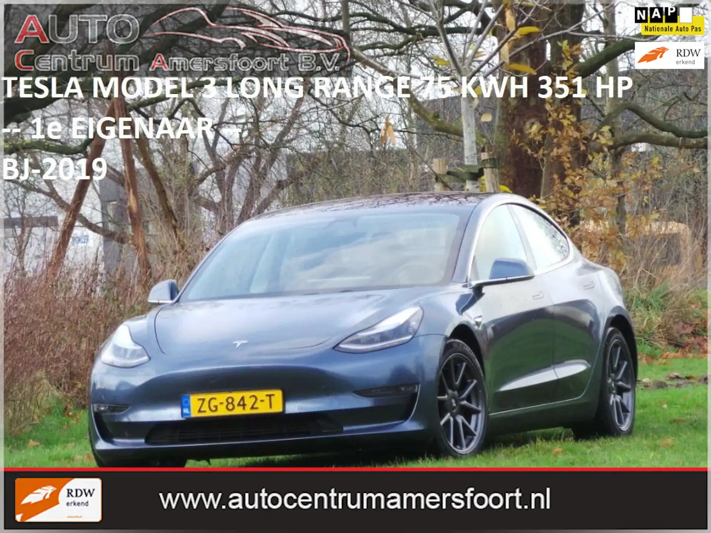 Tesla Model 3 Long Range 75 kWh ( INRUIL MOGELIJK ) Zwart - 1