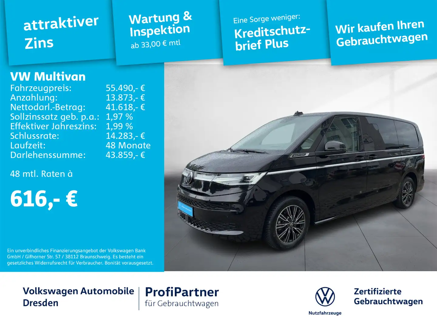 Volkswagen T7 Multivan T7 Multivan Style LÜ IQ-LED NAV AHZV ACC HEAD-UP Schwarz - 1