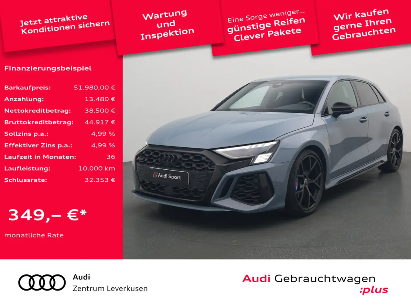 Audi RS3 Sportback MATRIX B&O SPORTABGAS NAVI LEDE Grau - 1