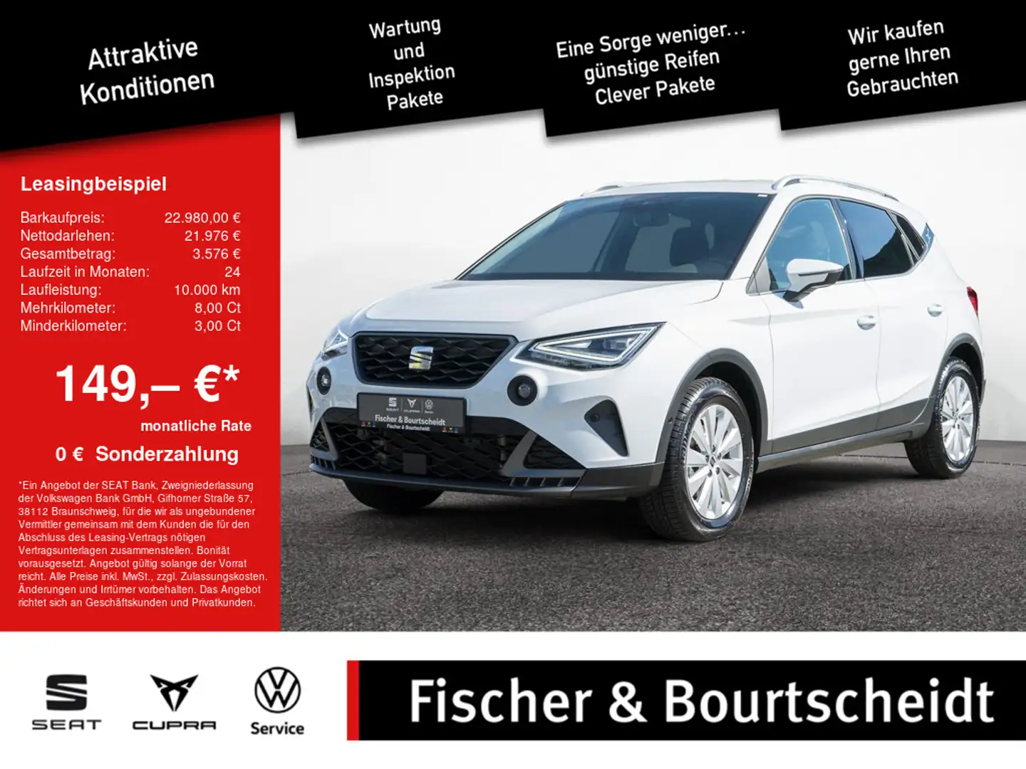 SEAT Arona 1.0 TSI FR NAVI ACC LED SHZ KAM Weiß - 1