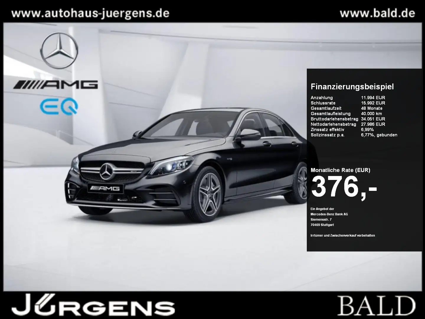 Mercedes-Benz C 43 AMG 4M Comand/MLB/SHD/Cam/Distr/Memo/Keyl Noir - 1