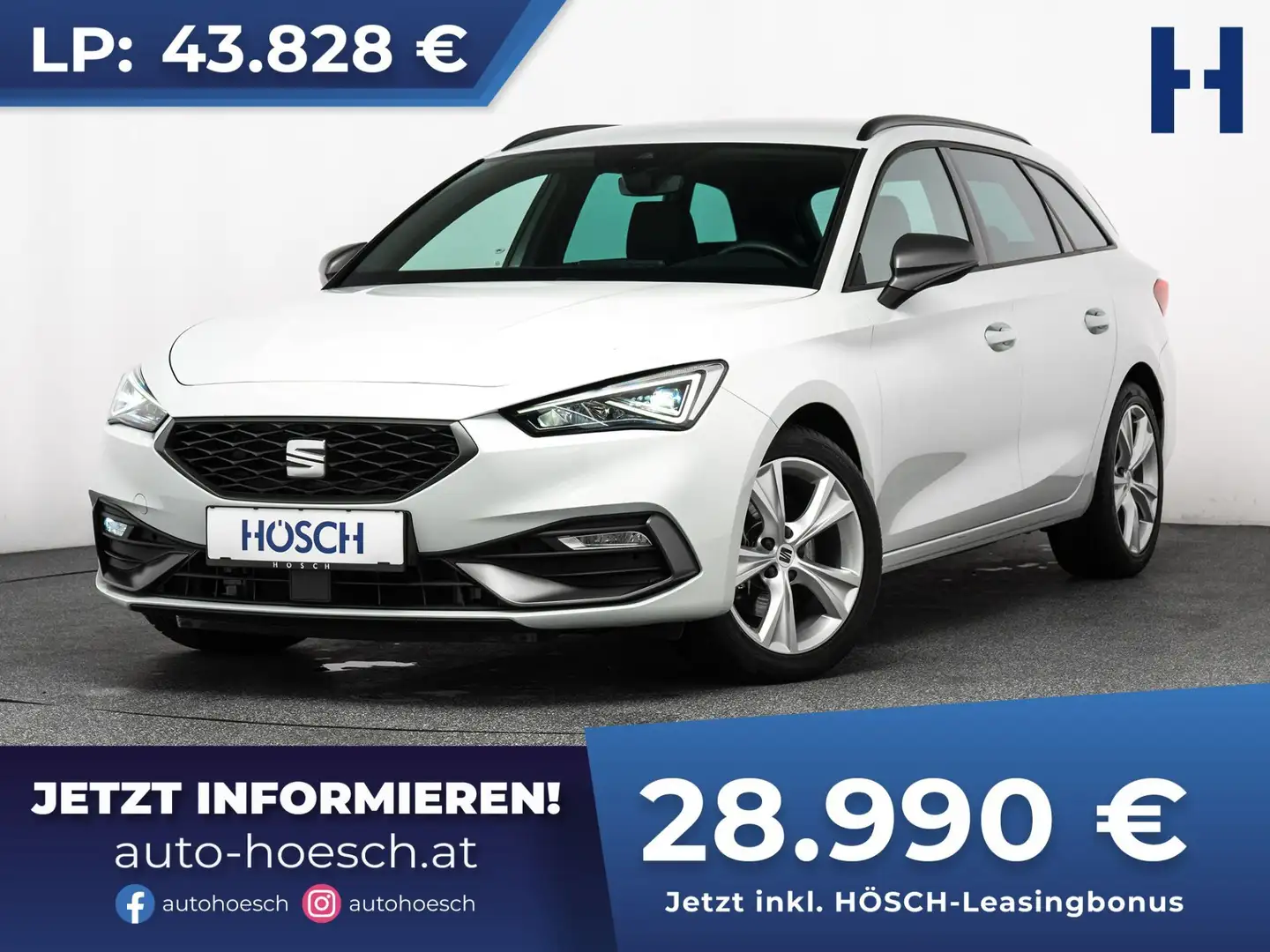 SEAT Leon Leon SP FR Kombi 2.0 TDI Aut. AHK ASSISTENZ R-KAM Weiß - 1
