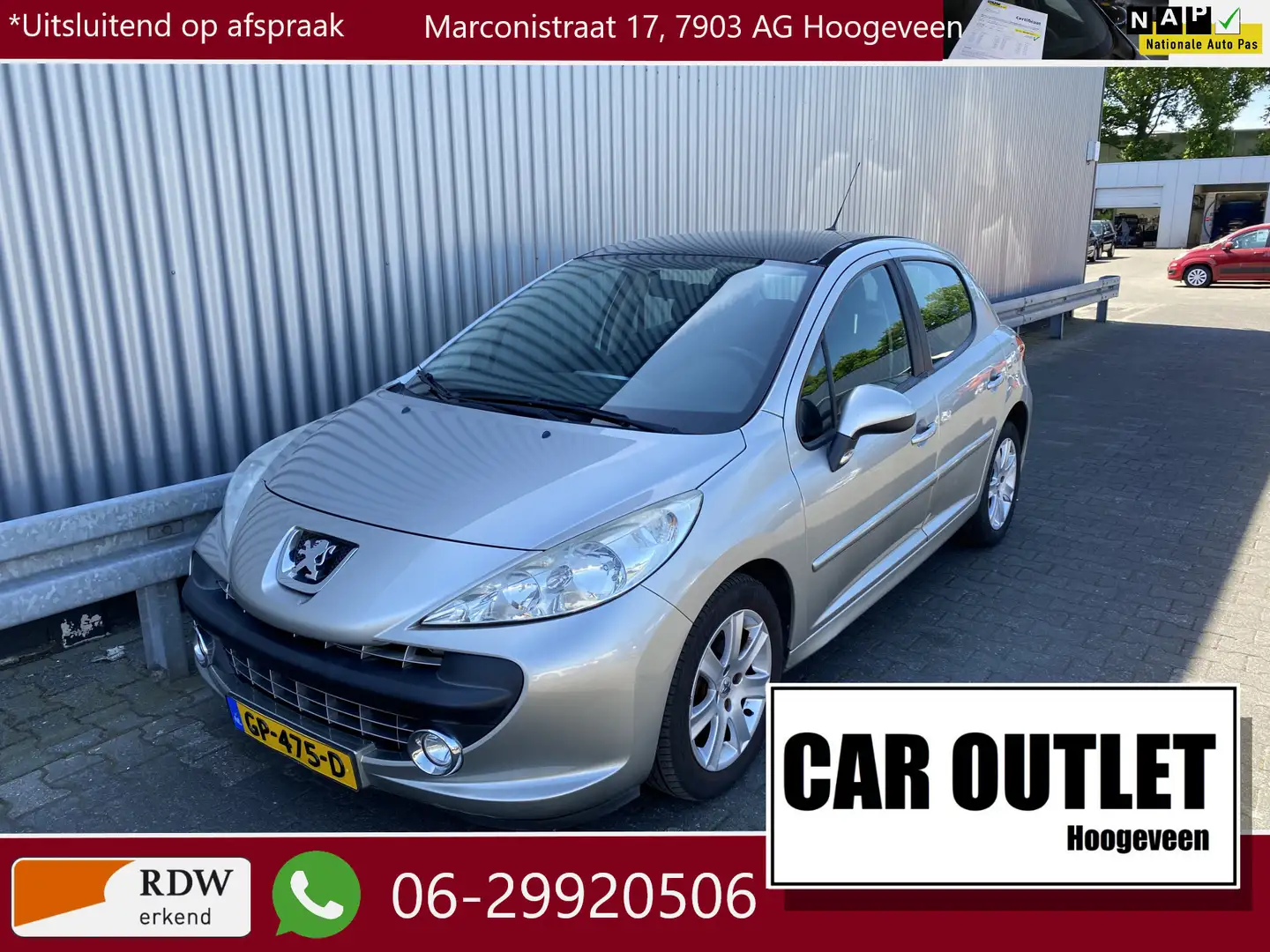 Peugeot 207 1.6 VTi XS Pack AUTOMAAT, 5-Drs, A/C, Pano, PDC, L Gris - 1