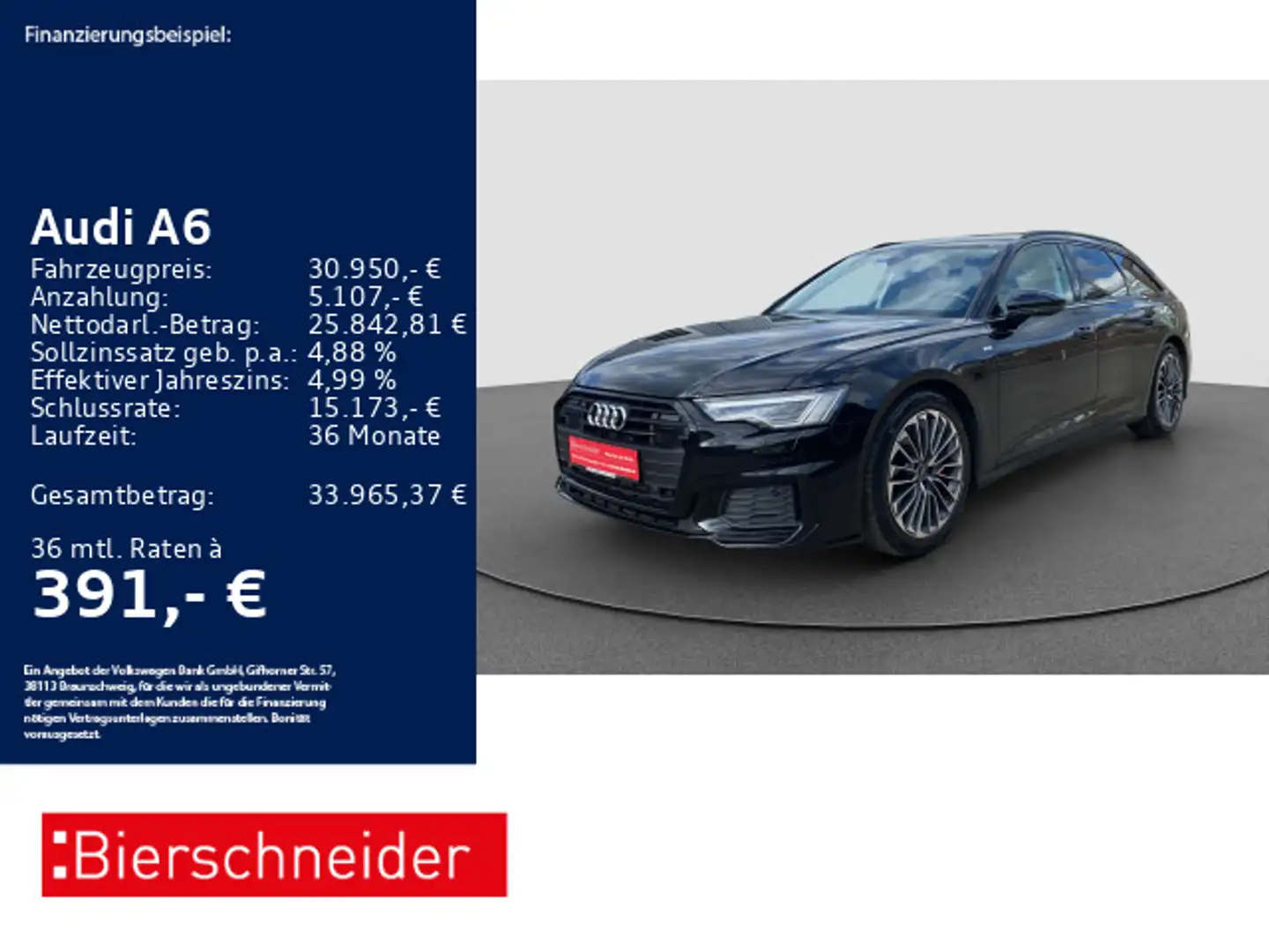 Audi A6 Av 55 TFSI e qu S-Line Black 19 MATRIX ACC CA Nero - 1