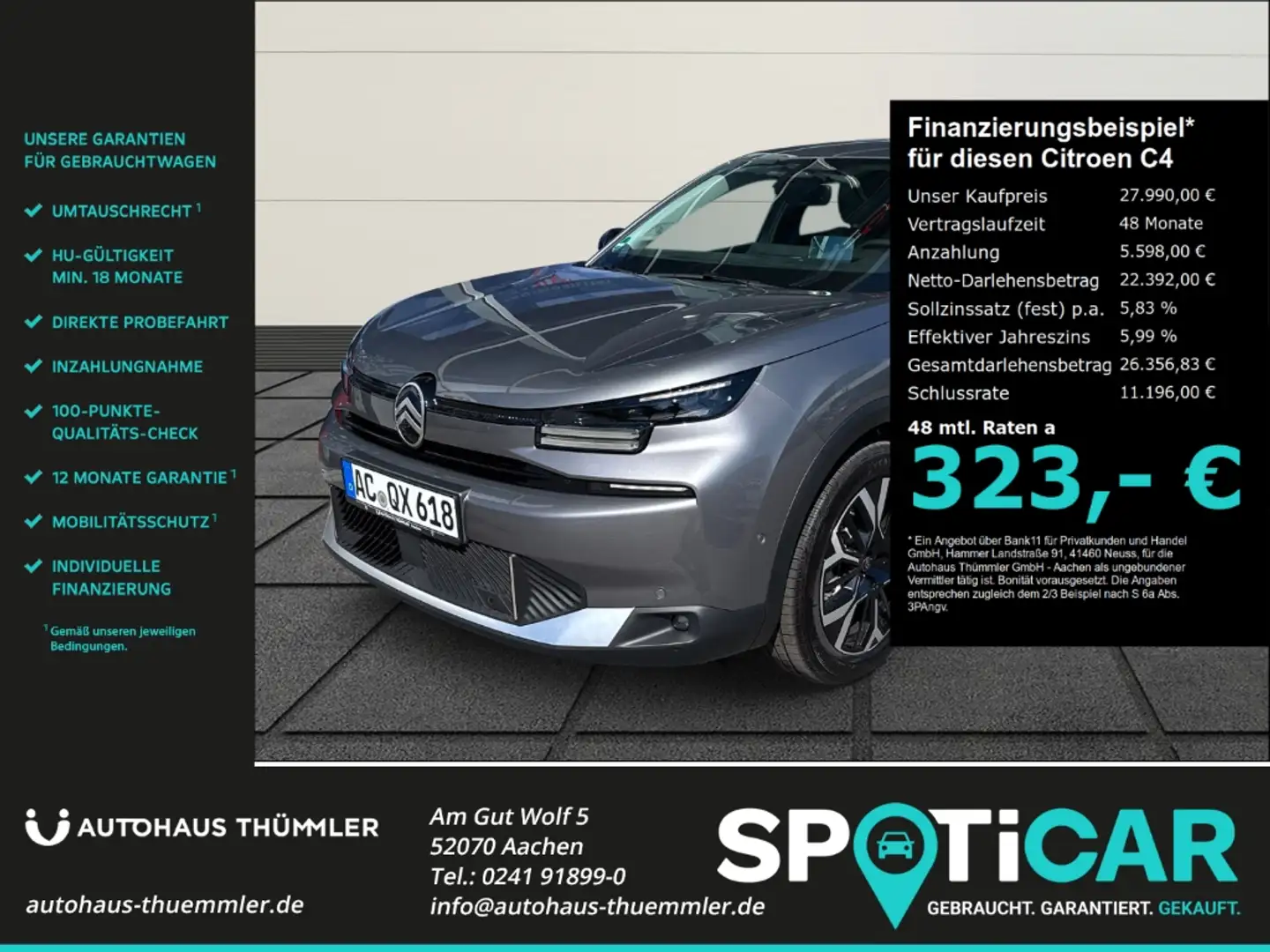 Citroen C4 Max 1.2 Mild-Hybrid 136 EU6e LED Mehrzonenklima SH Grijs - 1