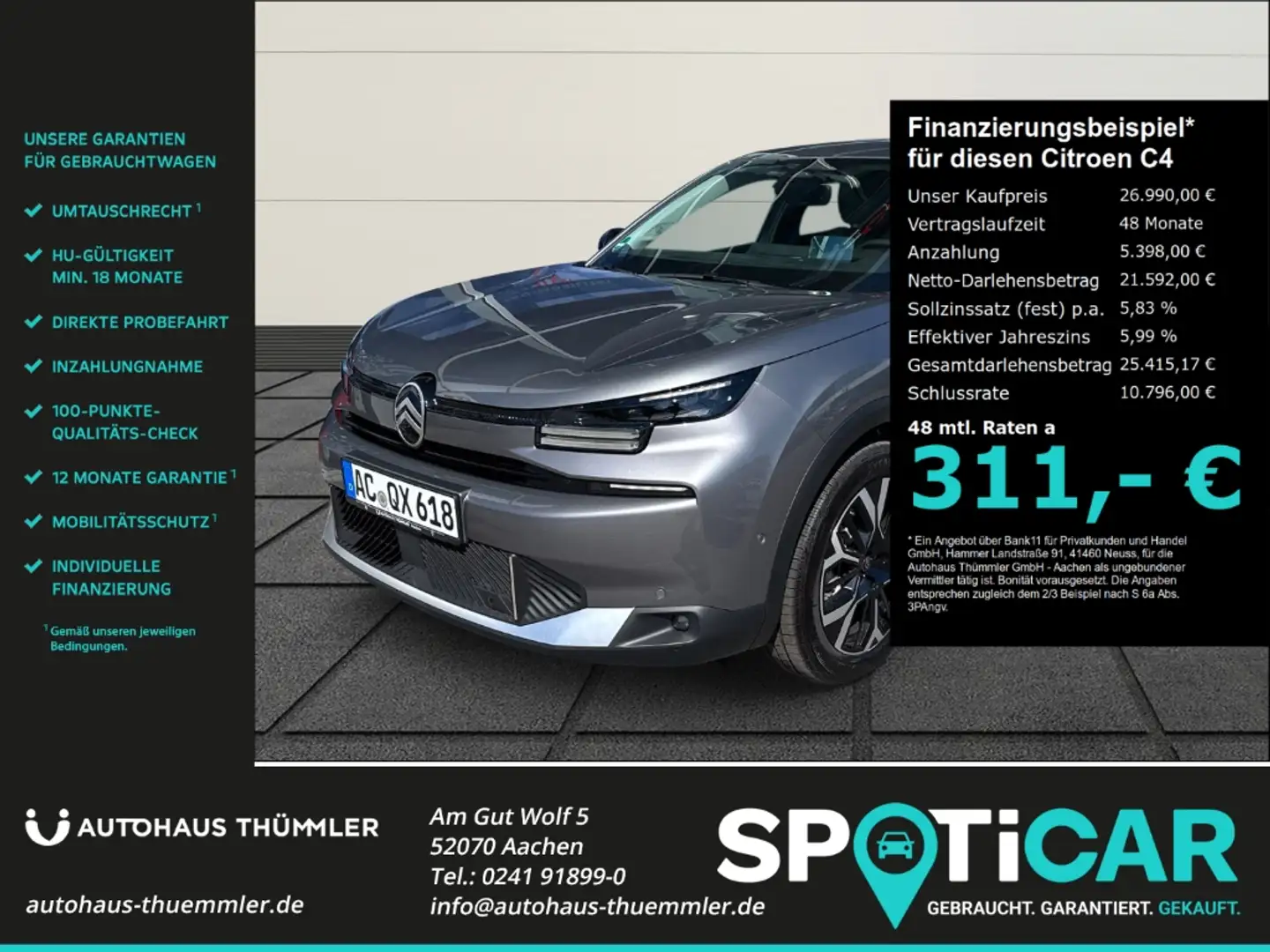Citroen C4 Max 1.2 Mild-Hybrid 136 EU6e LED Mehrzonenklima SH Gris - 1