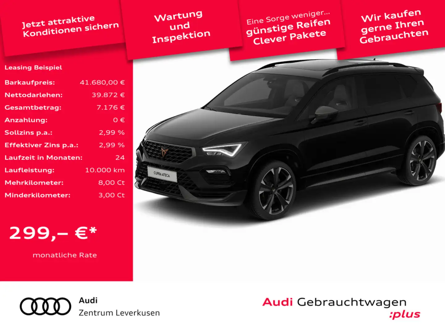 CUPRA Ateca 2.0 TSI VZ 4Drive FACEL. LED PANO 360° Schwarz - 1