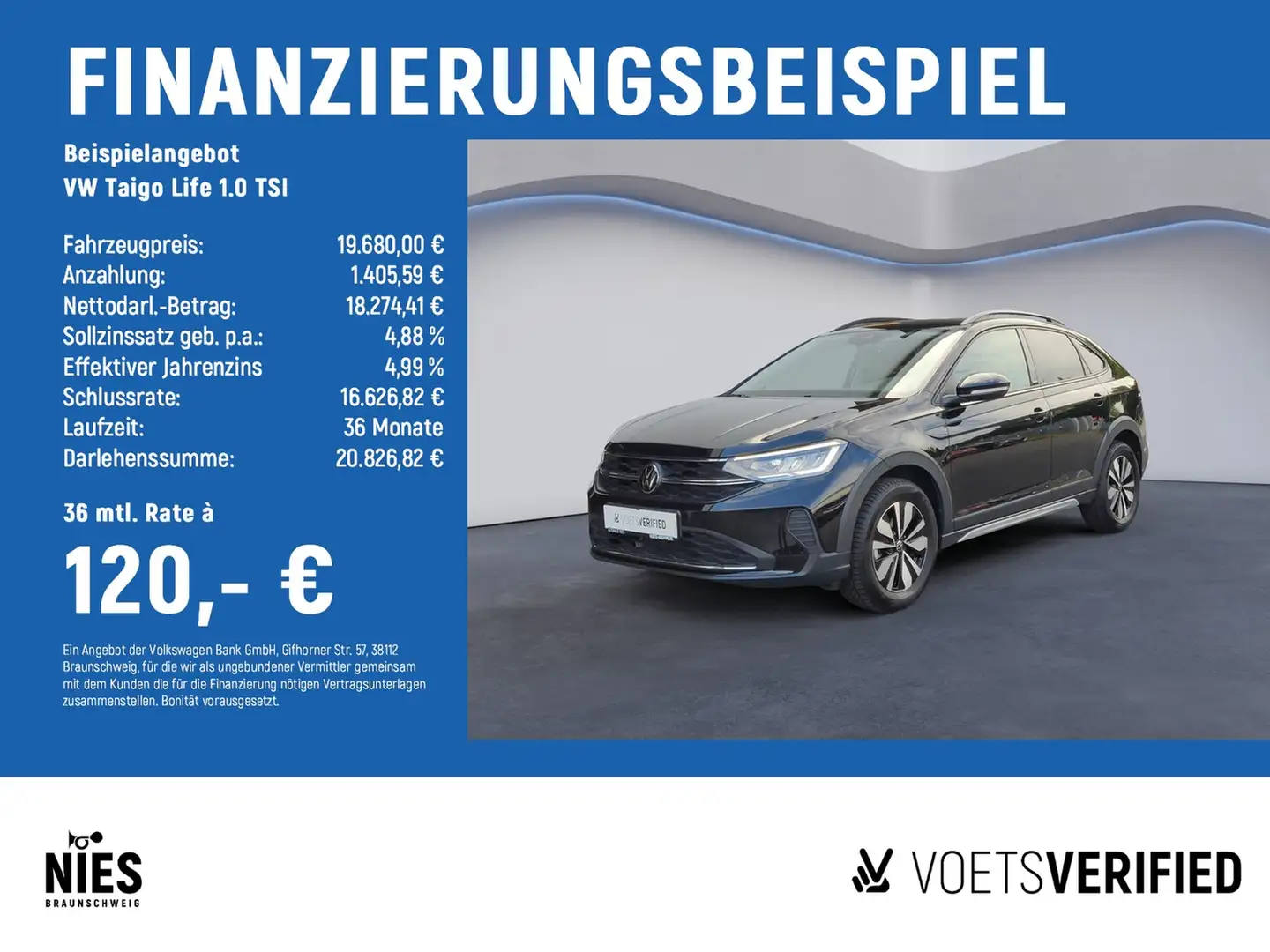 Volkswagen Taigo Life 1.0 TSI App-Connect+Rear-View Schwarz - 2