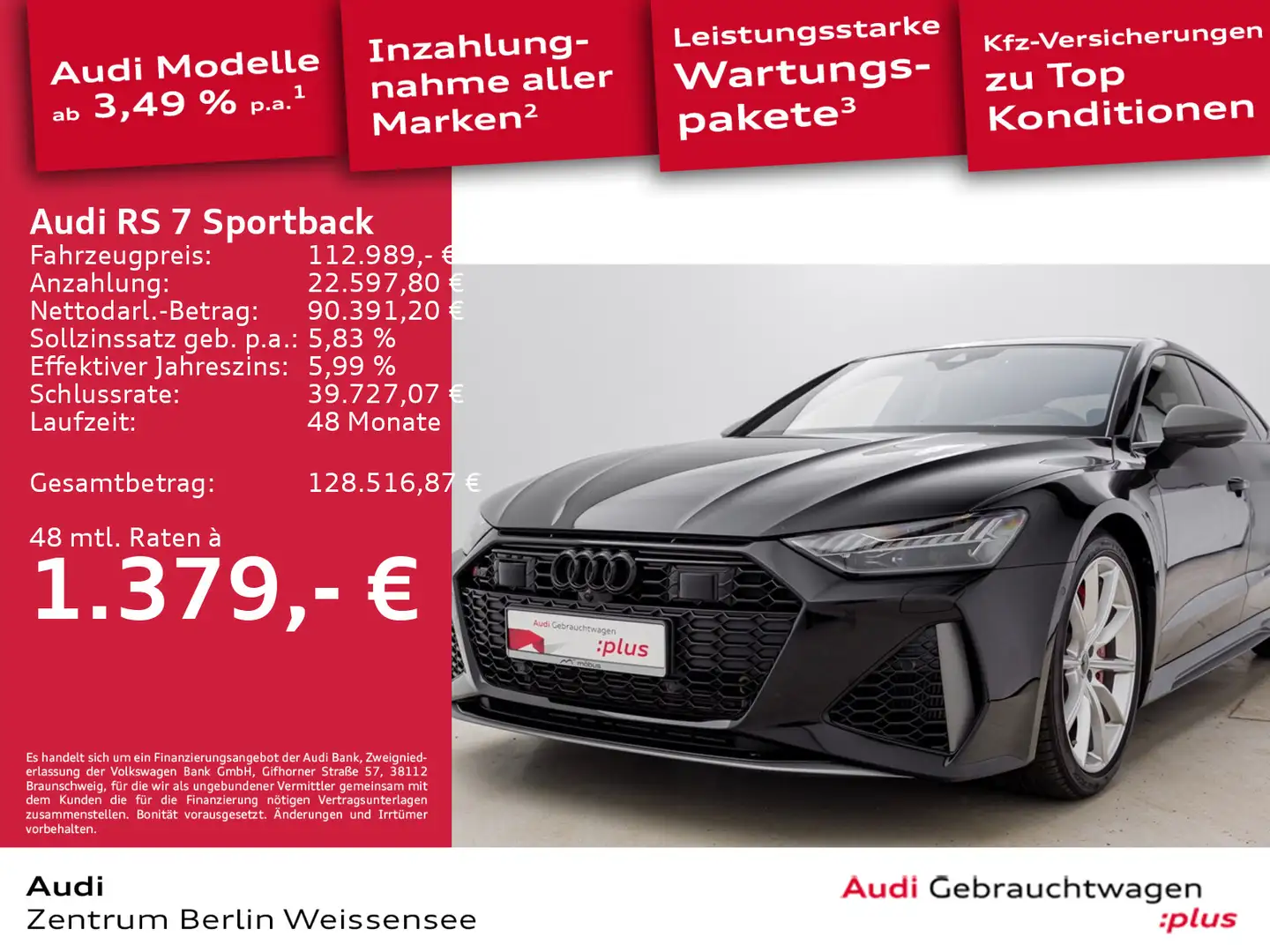 Audi RS7 PERF.*QU*360°*STHZG*PANO*MATRIX*N Schwarz - 1
