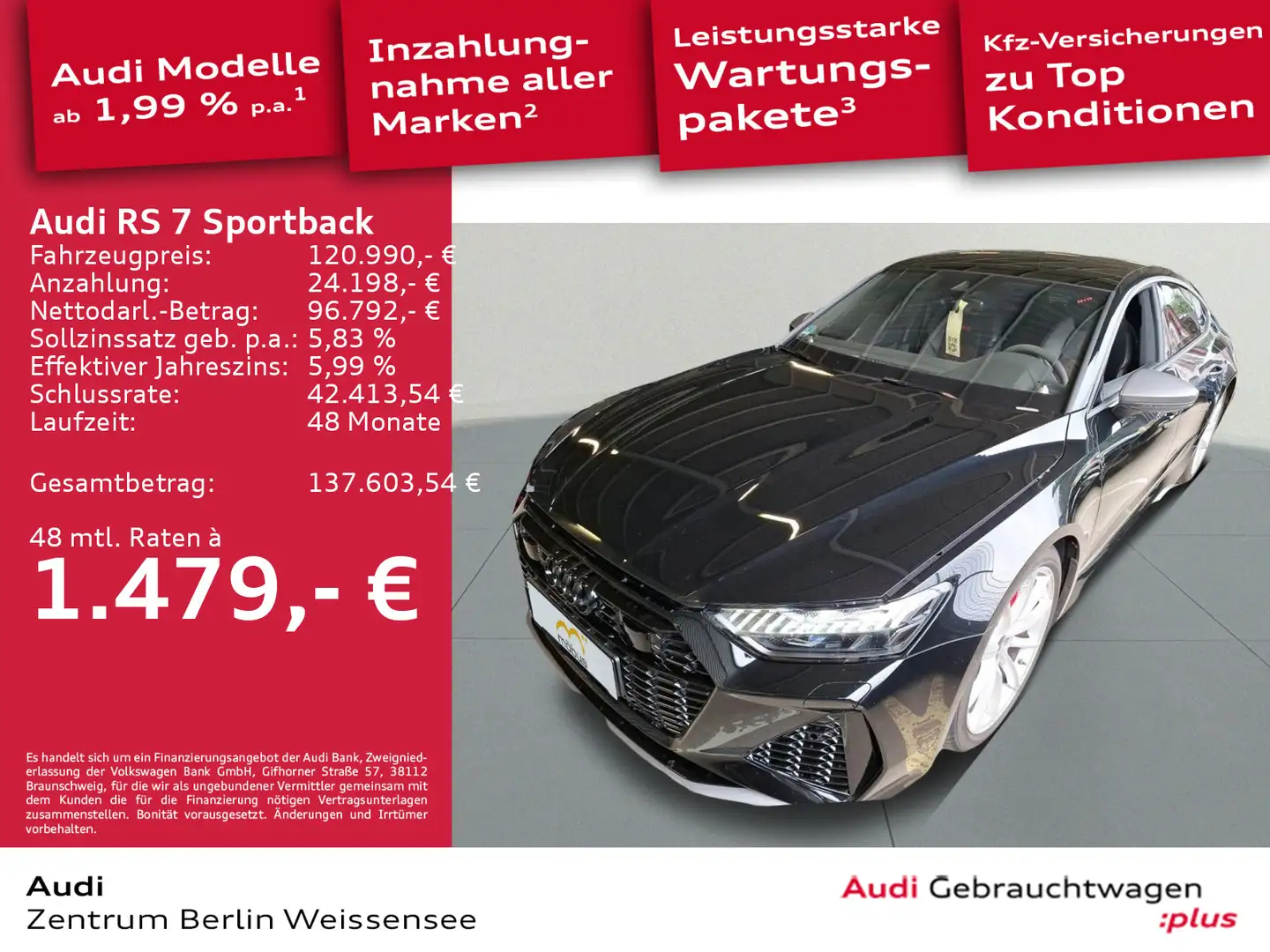 Audi RS7 PERF.*QU*360°*STHZG*PANO*MATRIX*N Noir - 1