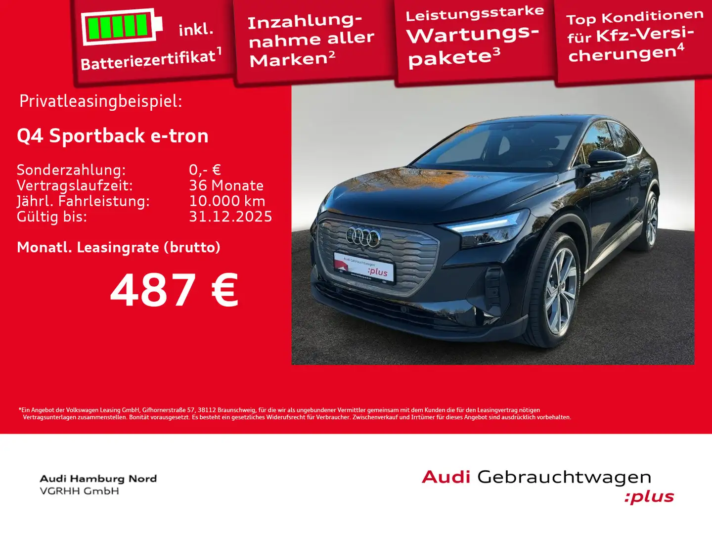 Audi Q4 e-tron Q4 Sportback 45 e-tron S line AHK ACC Nav Kamera Schwarz - 1