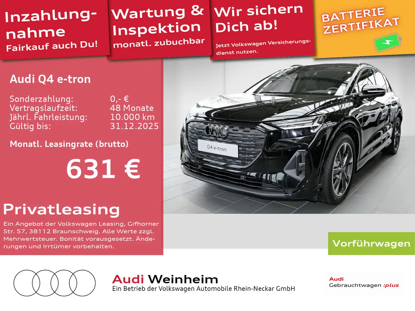Audi Q4 e-tron 45 quattro AHK Navi MatrixLED S line Schwarz - 1