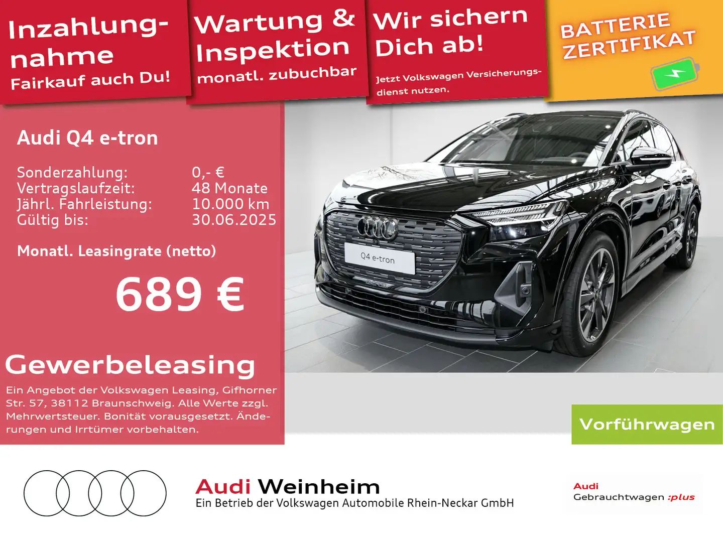 Audi Q4 e-tron 45 quattro AHK Navi MatrixLED S line Zwart - 1