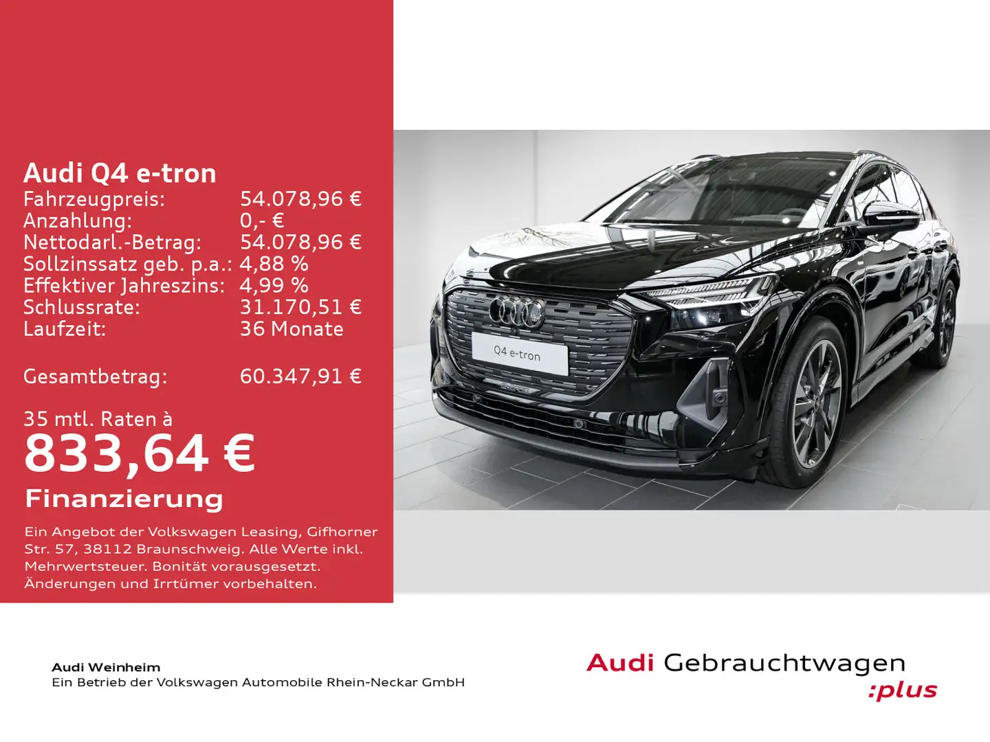 Audi Q4 e-tron Q4 45 e-tron quattro Matrix LED AHK Navi uvm Schwarz - 2