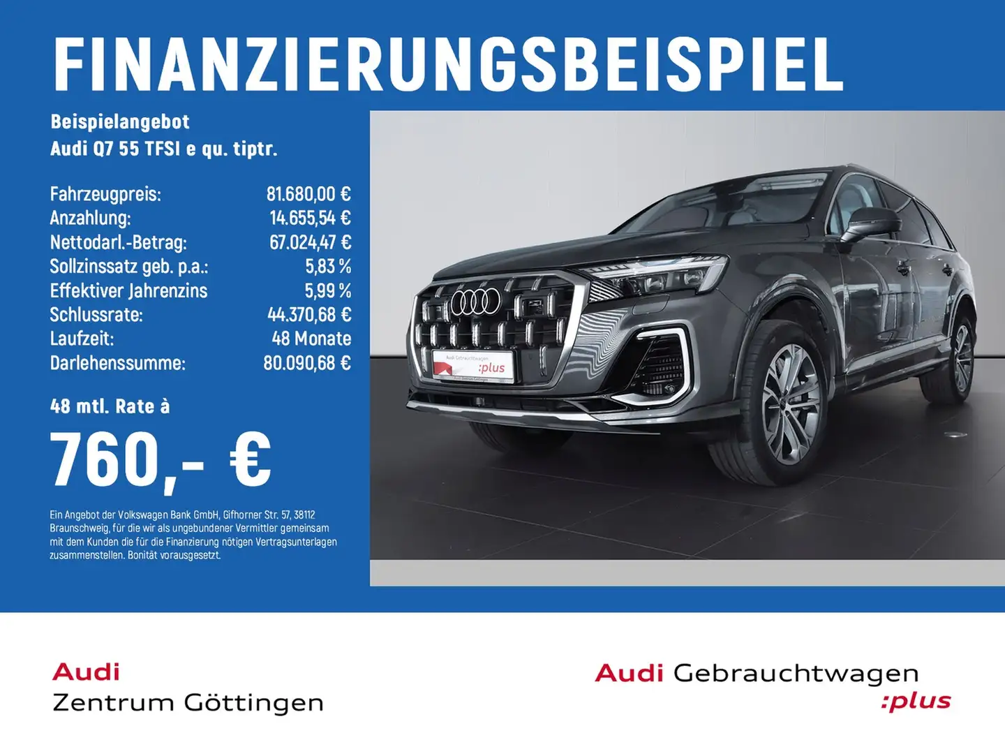Audi Q7 55 TFSI e qu. tiptr. MATRIX+AHK+LEDER+HEAD UP Grau - 2