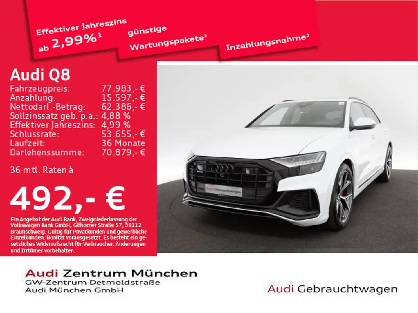 Audi Q8 55 TFSI qu. 3x S line UPE:126" B&O/StdHzg/Pan Weiß - 1