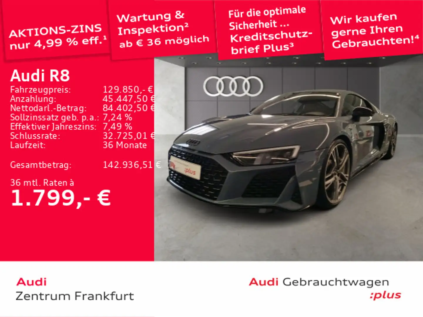 Audi R8 Coupé V10 performance RWD S tronic LED B&O DA Grau - 1