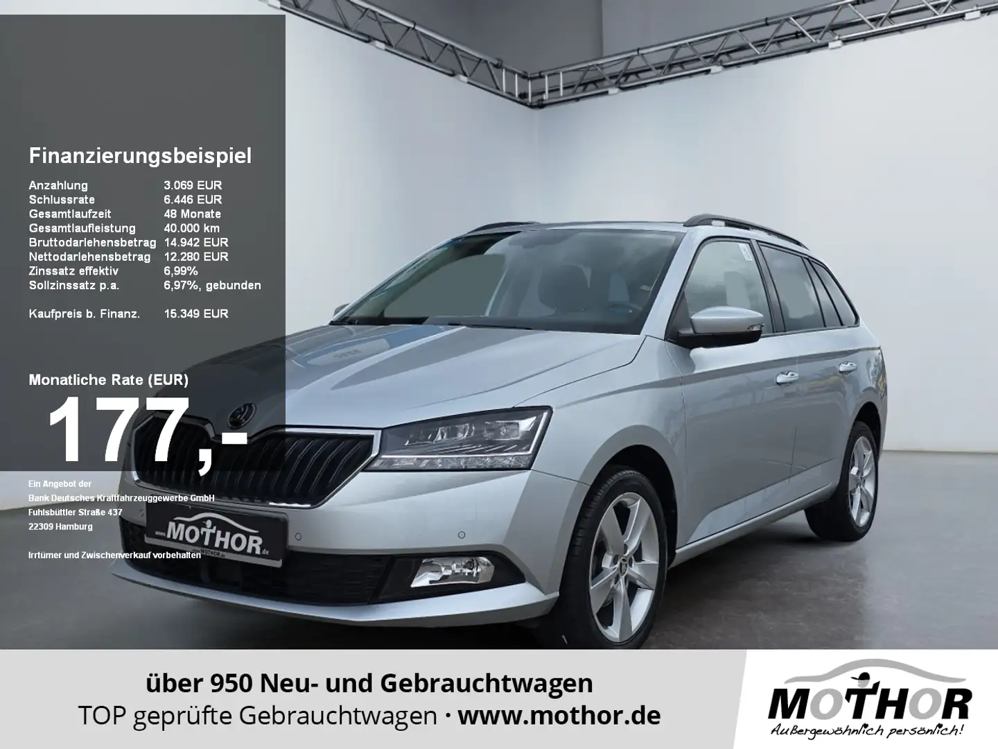Skoda Fabia Combi Style 1.0 TSI LM LED Klima Navi PDC Silber - 1