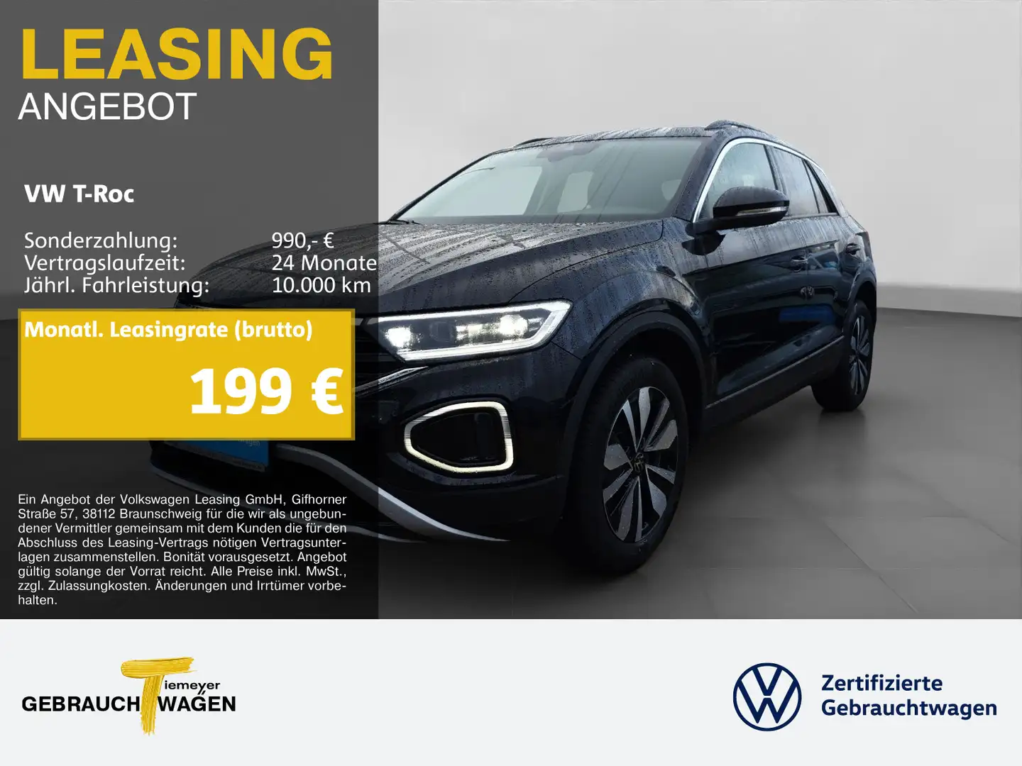 Volkswagen T-Roc 2.0 TDI DSG GOAL LED+ KAMERA ACC AHK Schwarz - 1
