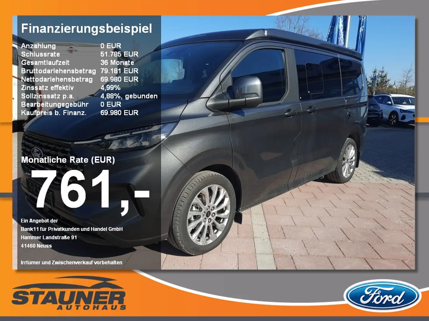 Ford Tourneo Custom Nugget 2.0 EcoBlue 320L1 Standh. Grey - 1