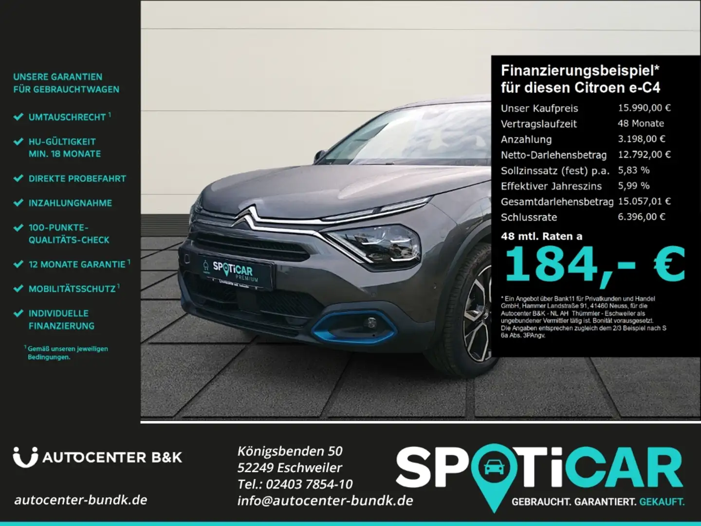 Citroen E-C4 Electric 136 SHINE Navi Rückfahrk. PDC Klimaautomatik HUD D Gris - 1