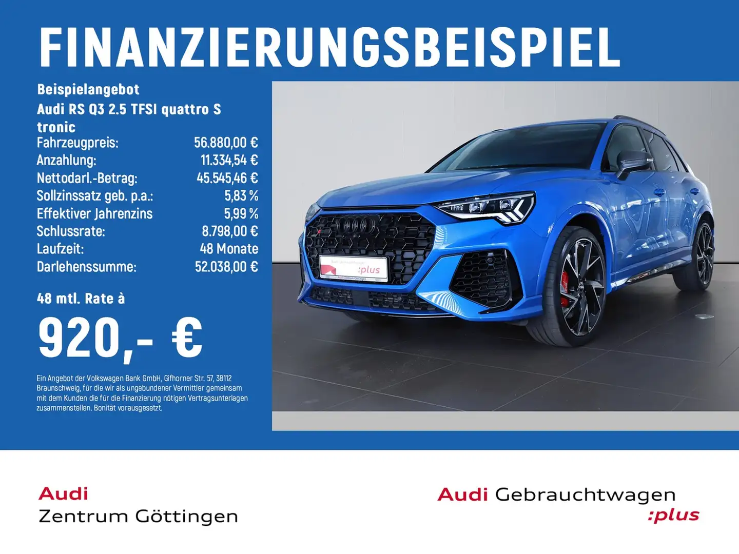 Audi RS Q3 2.5 TFSI quattro S tronic +PANO+MATRIX+B&O Bleu - 2