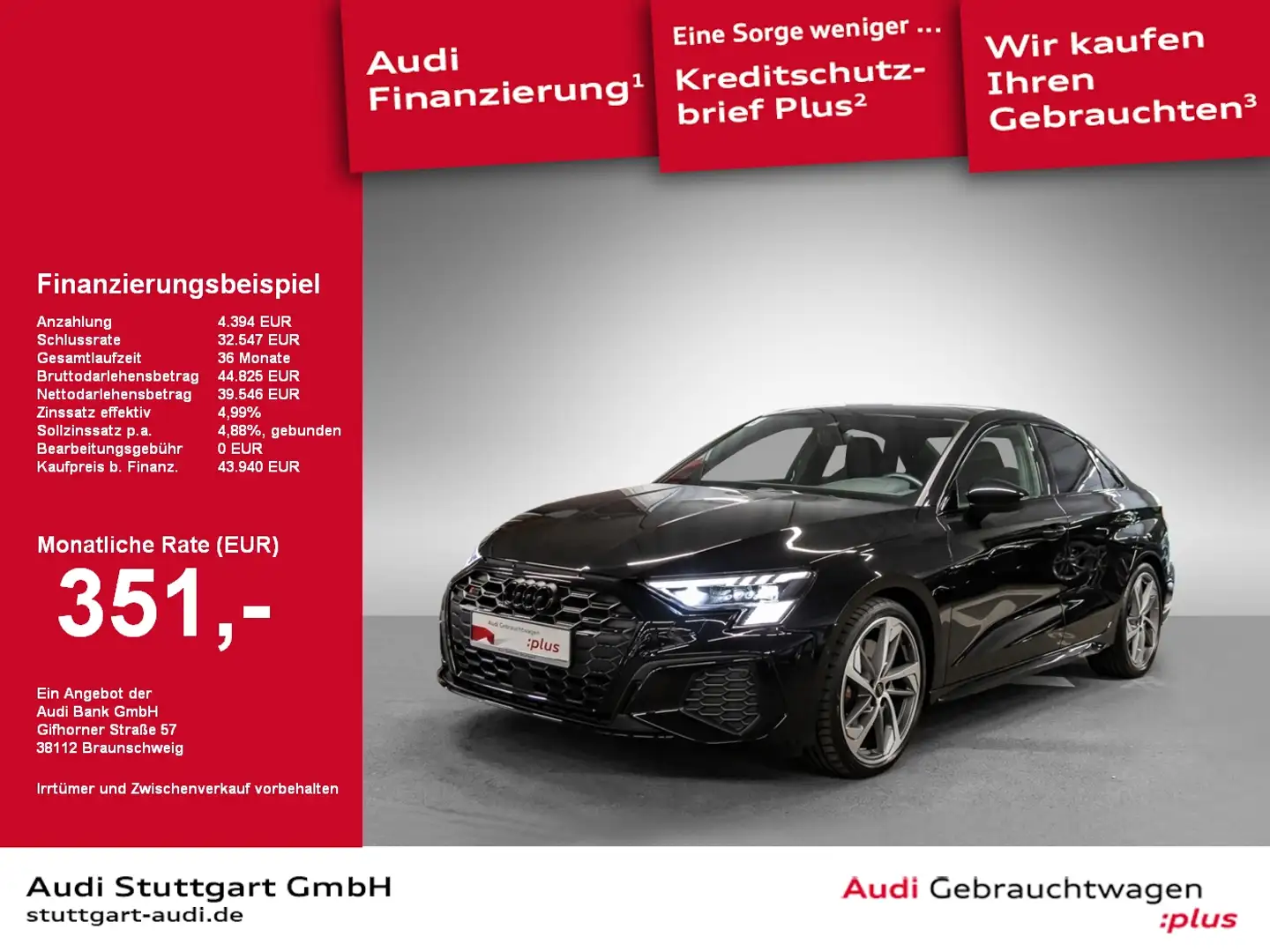 Audi S3 Limousine 2.0 TFSI quattro Matrix Kamera B&O Schwarz - 1