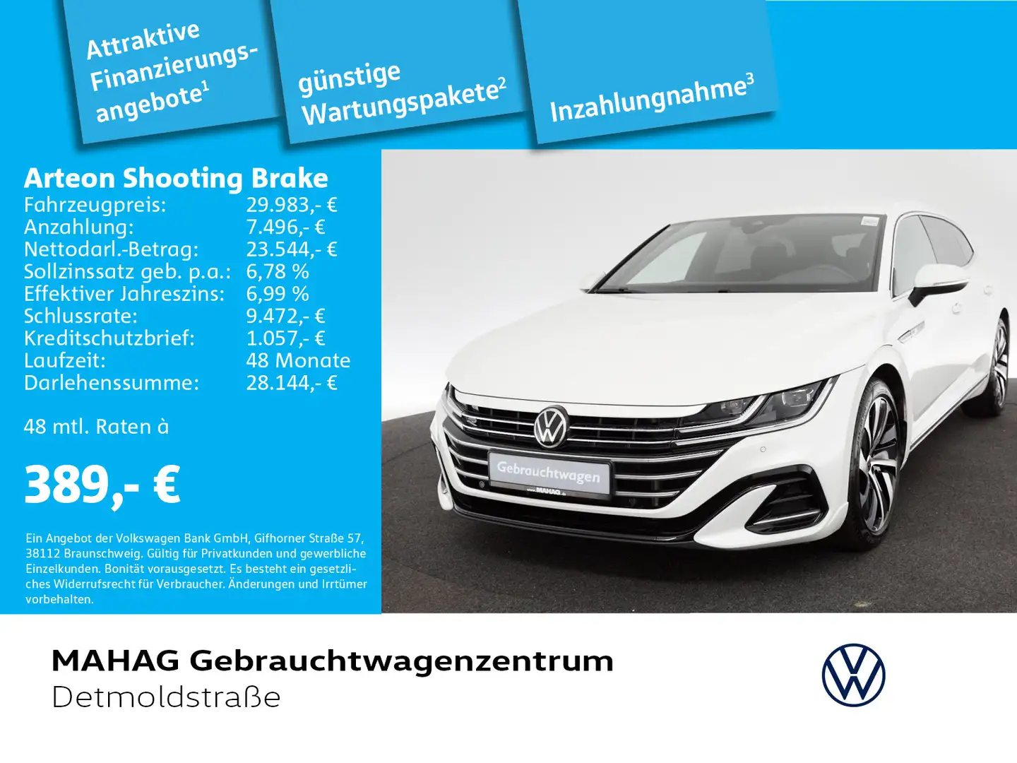 Volkswagen Arteon 2.0 TSI R-Line AHK Navi LE Blanc - 1