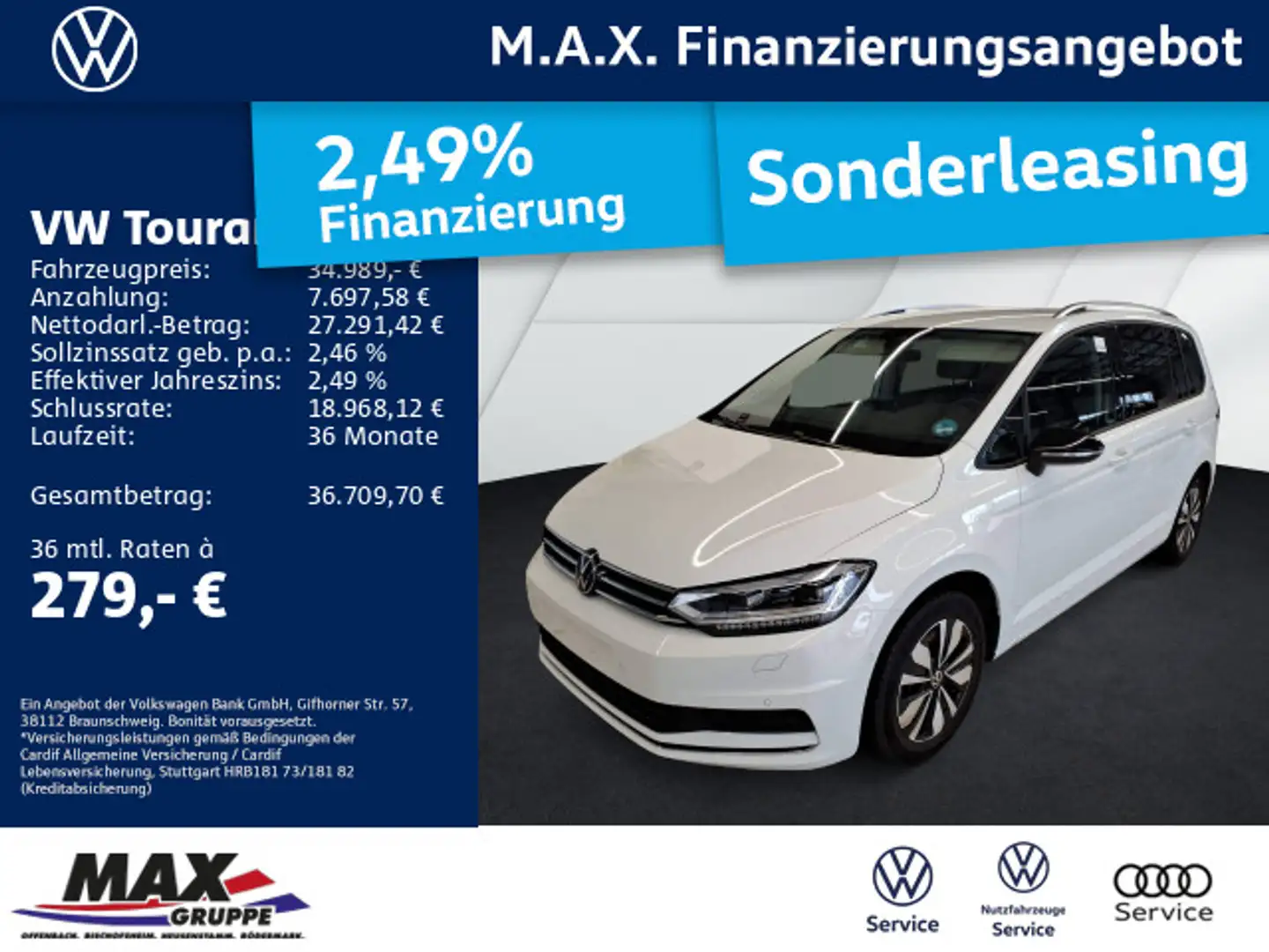 Volkswagen Touran 2.0 TDI DSG GOAL 7 SITZE+IQ.LIGHT+NAV+AHK Blanc - 1