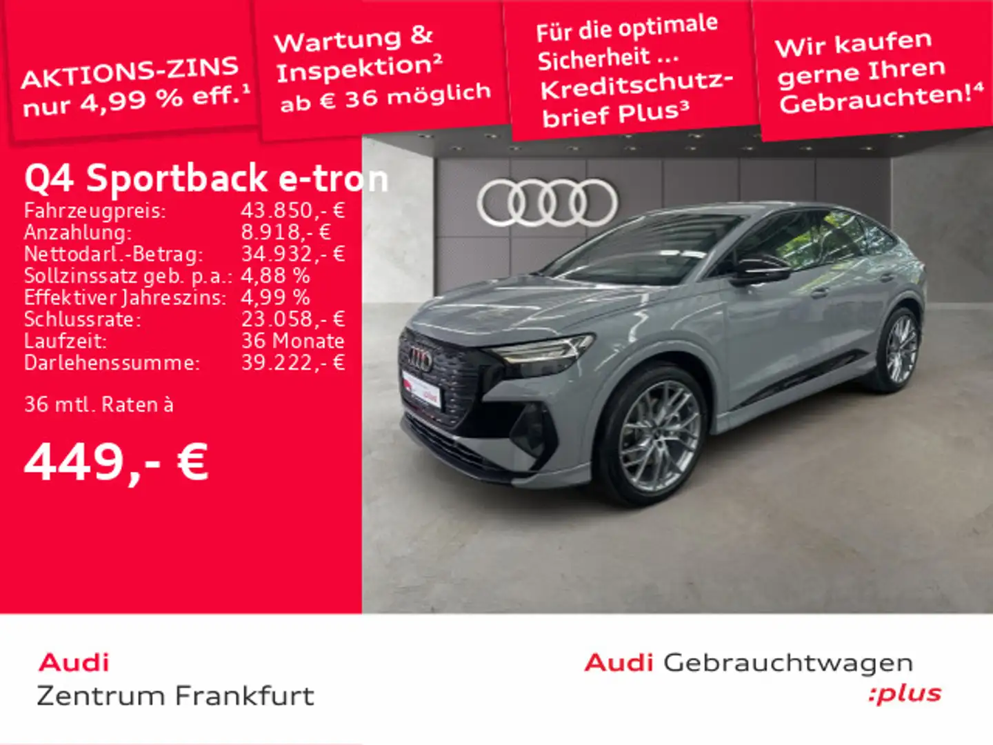 Audi Q4 e-tron Q4 Sportback 50 e-tron quattro MatrixLED ACC HuD Grau - 1