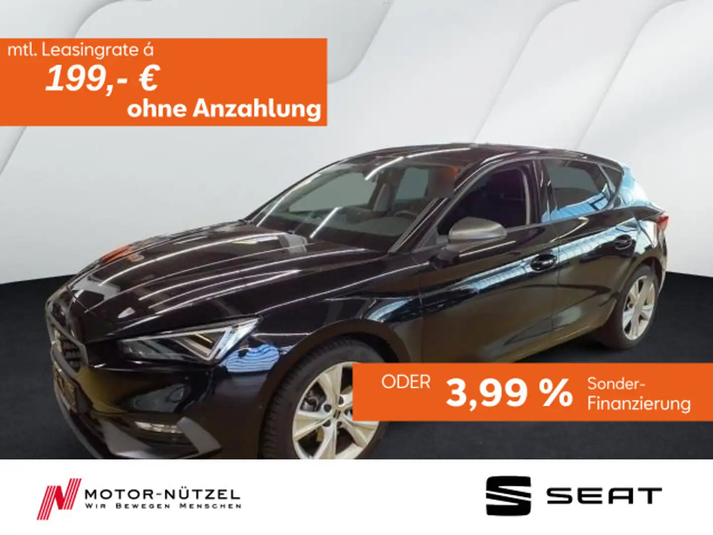 SEAT Leon 1.5 eTSI DSG FR-LINE MATRIX+NAV+ACC+SHZ+RFK Schwarz - 1