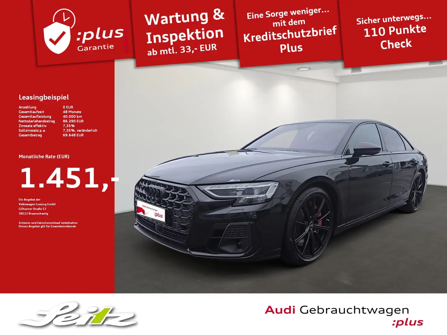 Audi S8 4.0 TFSI quattro *AHK*TV*HEAD-UP*STANDH* Noir - 1