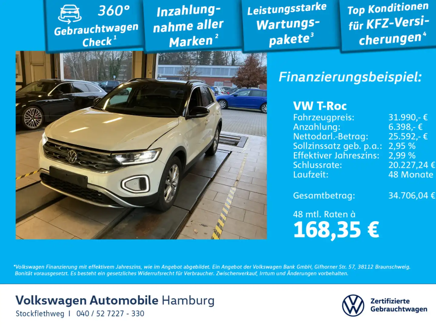 Volkswagen T-Roc 2.0 TDI Goal DSG AHK Navi CarPlay Kamera Weiß - 1
