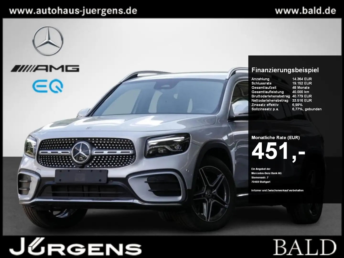Mercedes-Benz GLB 220 d 4MATIC +AMG+MBUX+Wide+AHK+Cam+MBeam Silber - 1