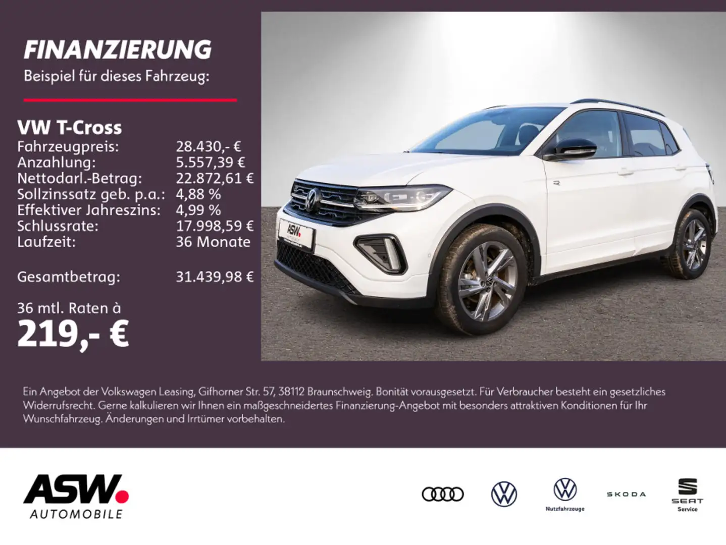 Volkswagen T-Cross R-Line 1.5TSI DSG LED Navi PDC ACC AHK Weiß - 1