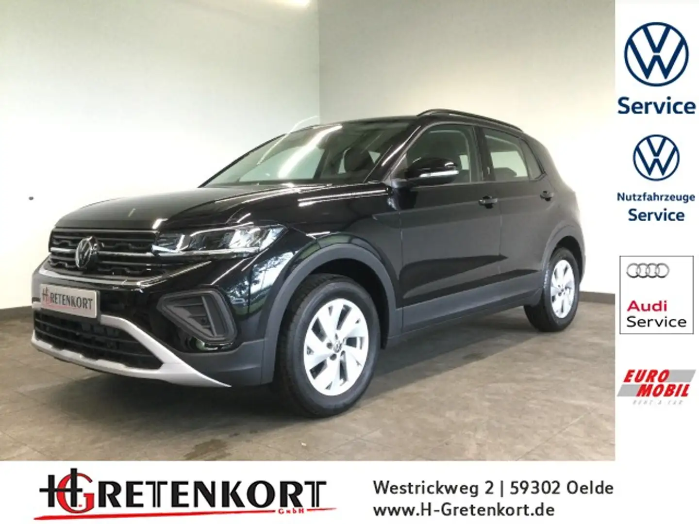 Volkswagen T-Cross 1.0 TSI DSG Life Facelift LED SHZ Klima Zwart - 1