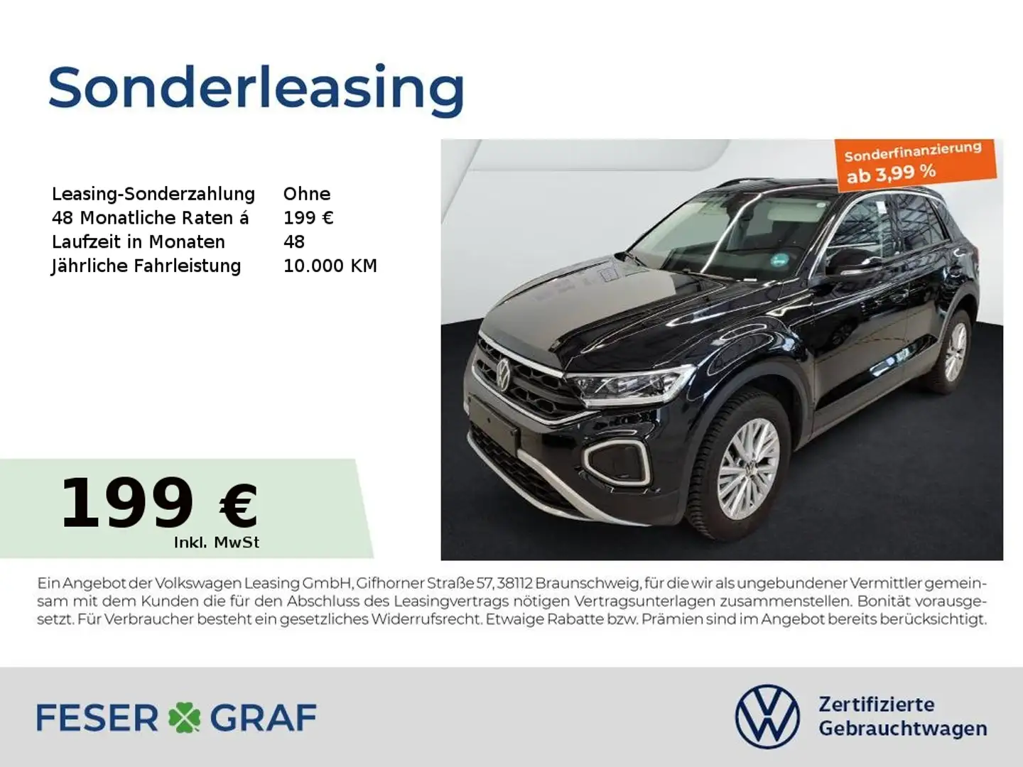 Volkswagen T-Roc Life 1.0 TSI Navi LED DigiCockpit SiHz ParkAssist Schwarz - 1
