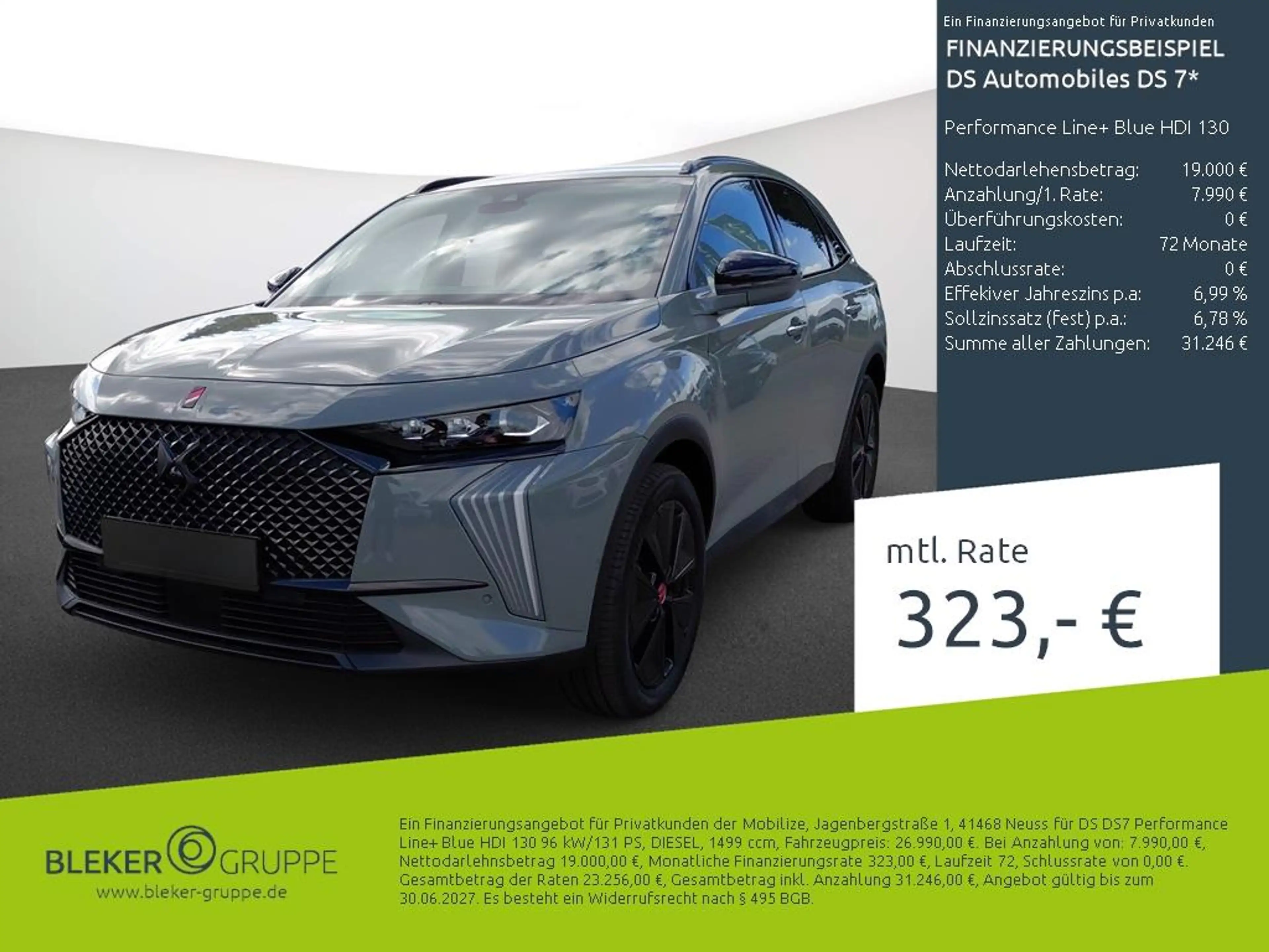 DS Automobiles DS 7 Performance Line+ Blue HDI 130