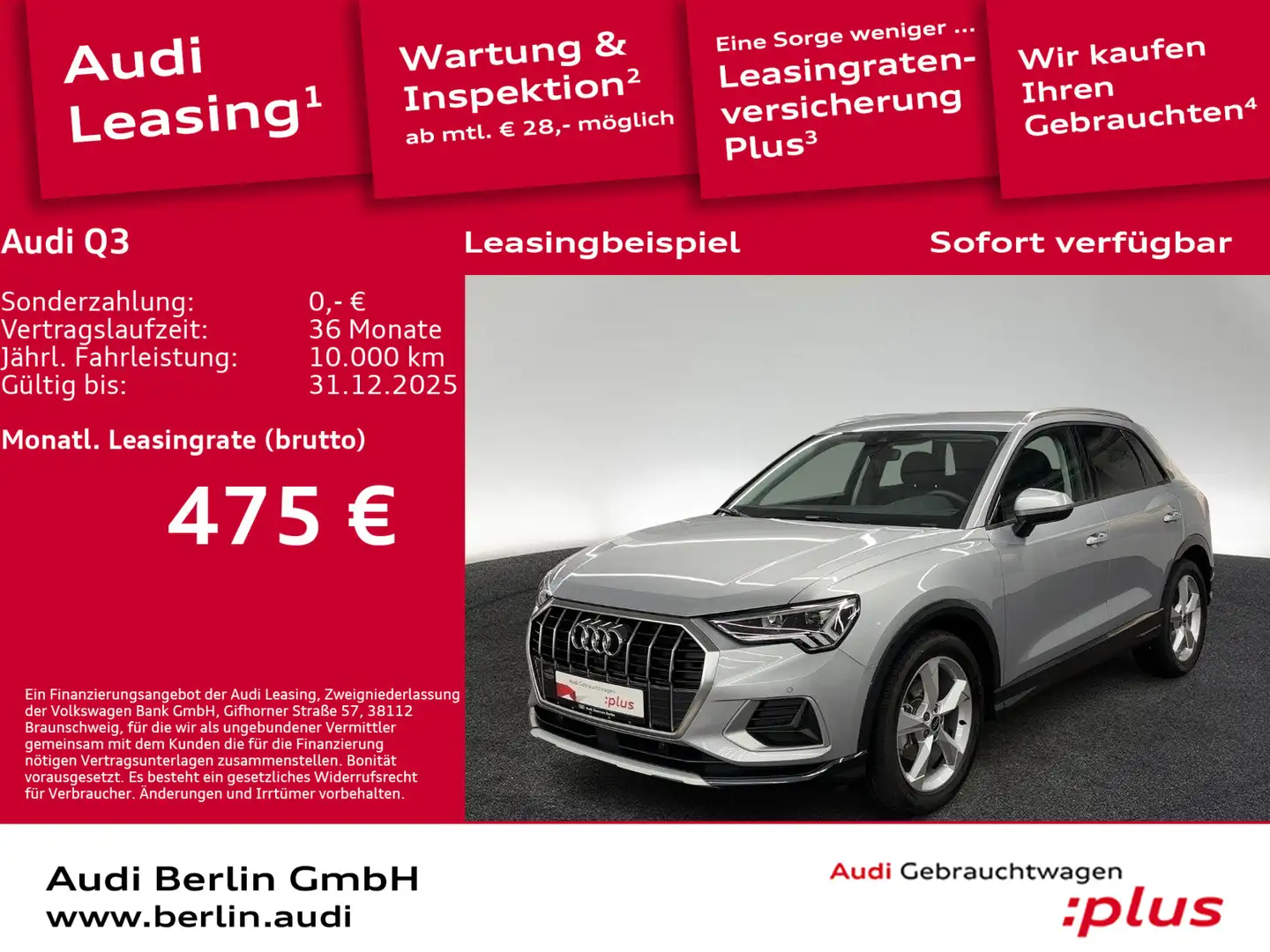 Audi Q3 advanced 35 TFSI S tr. AHK RFK SONOS NAVI LED Silber - 1