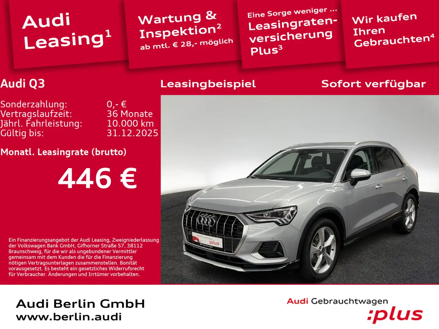 Audi Q3 advanced 35 TFSI S tr. AHK RFK SONOS NAVI LED Silber - 1