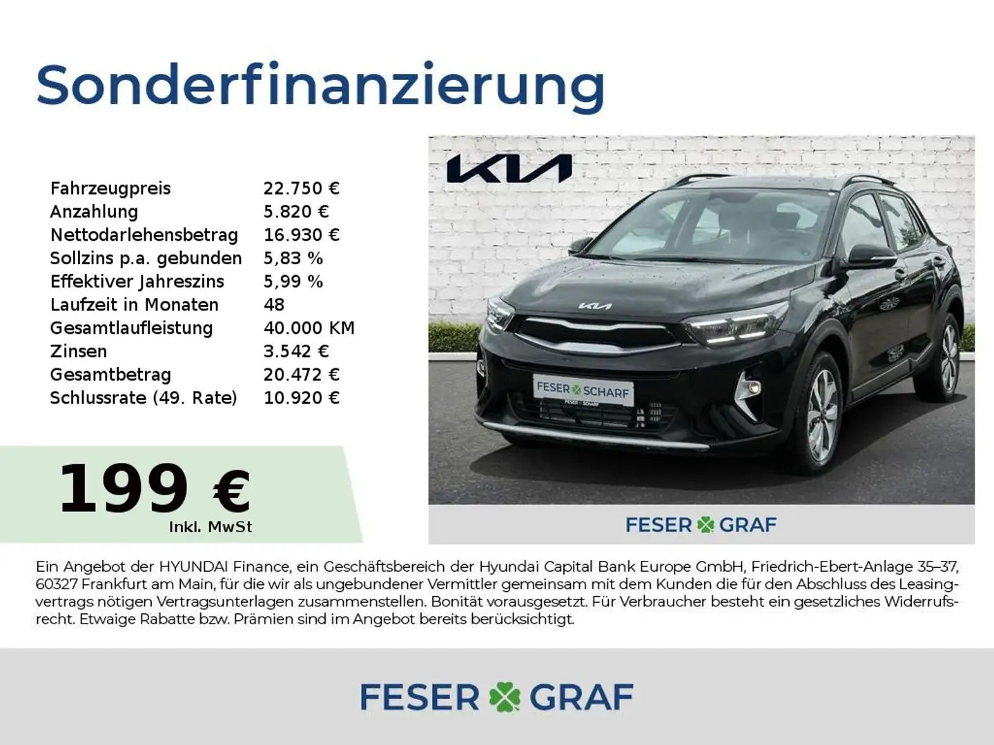 Kia Stonic 1.0T 100 DCT VISION LED-Paket Navi Kamera Schwarz - 1