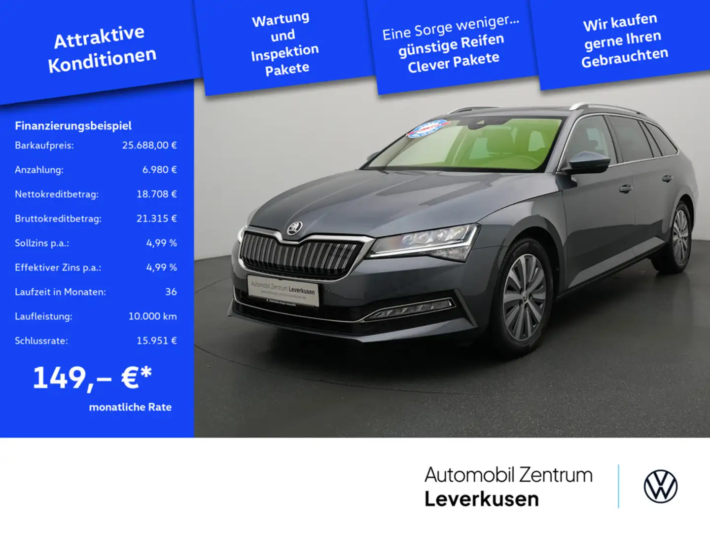 Skoda Superb Combi Ambition iV DSG AHK STANDHZ ACC Grau - 1