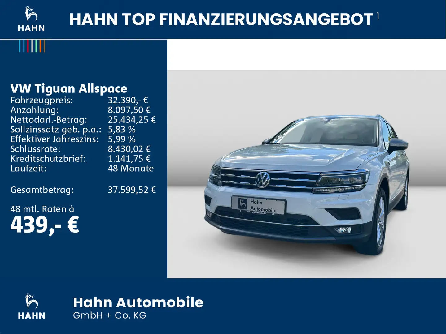 Volkswagen Tiguan Allspace 2.0 TDI Highline 4Motion ACC App Weiß - 2