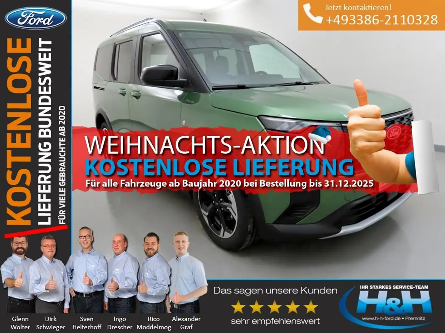 Ford Tourneo Courier 1.0 EcoB Active AHK+ACC+Winterp. Grün - 1
