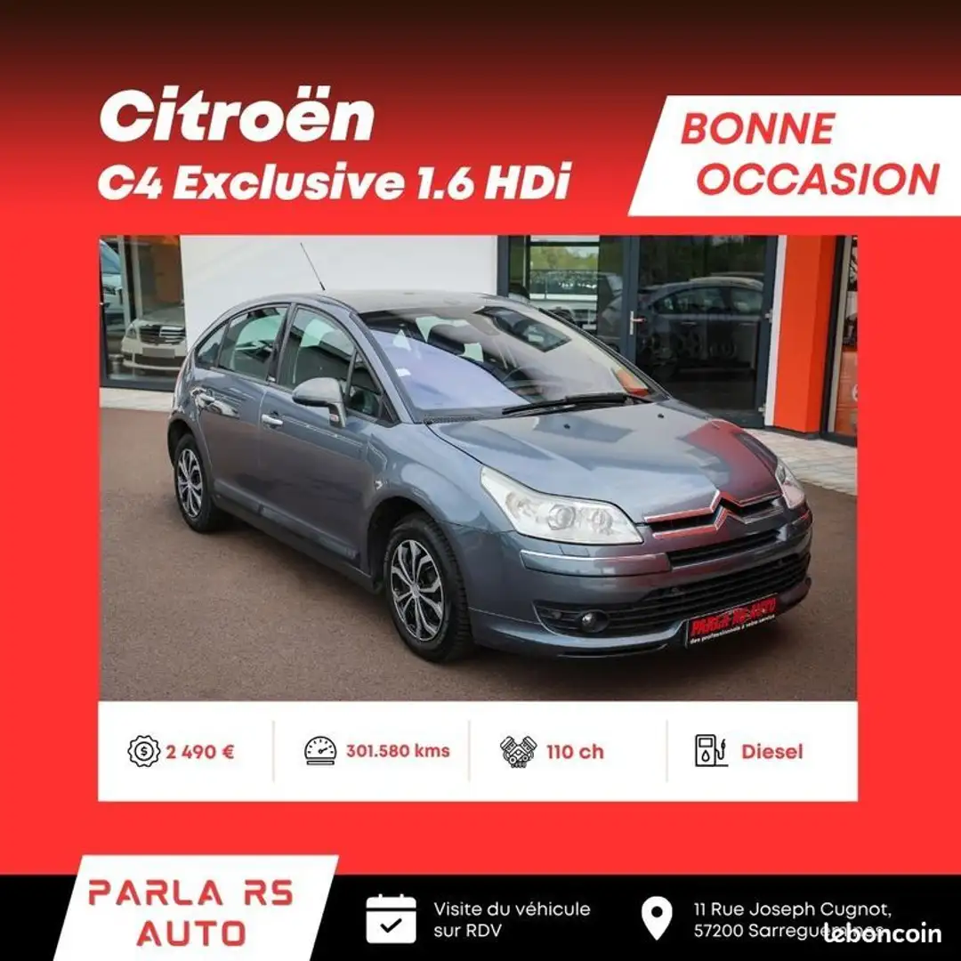 Citroen C4 Citroën Exclusive 1.6 HDi 16V 110ch Gris - 1