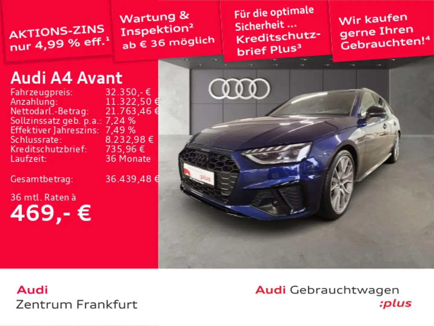 Audi A4 40 TFSI S tronic S line LED AHK B&O Blau - 1