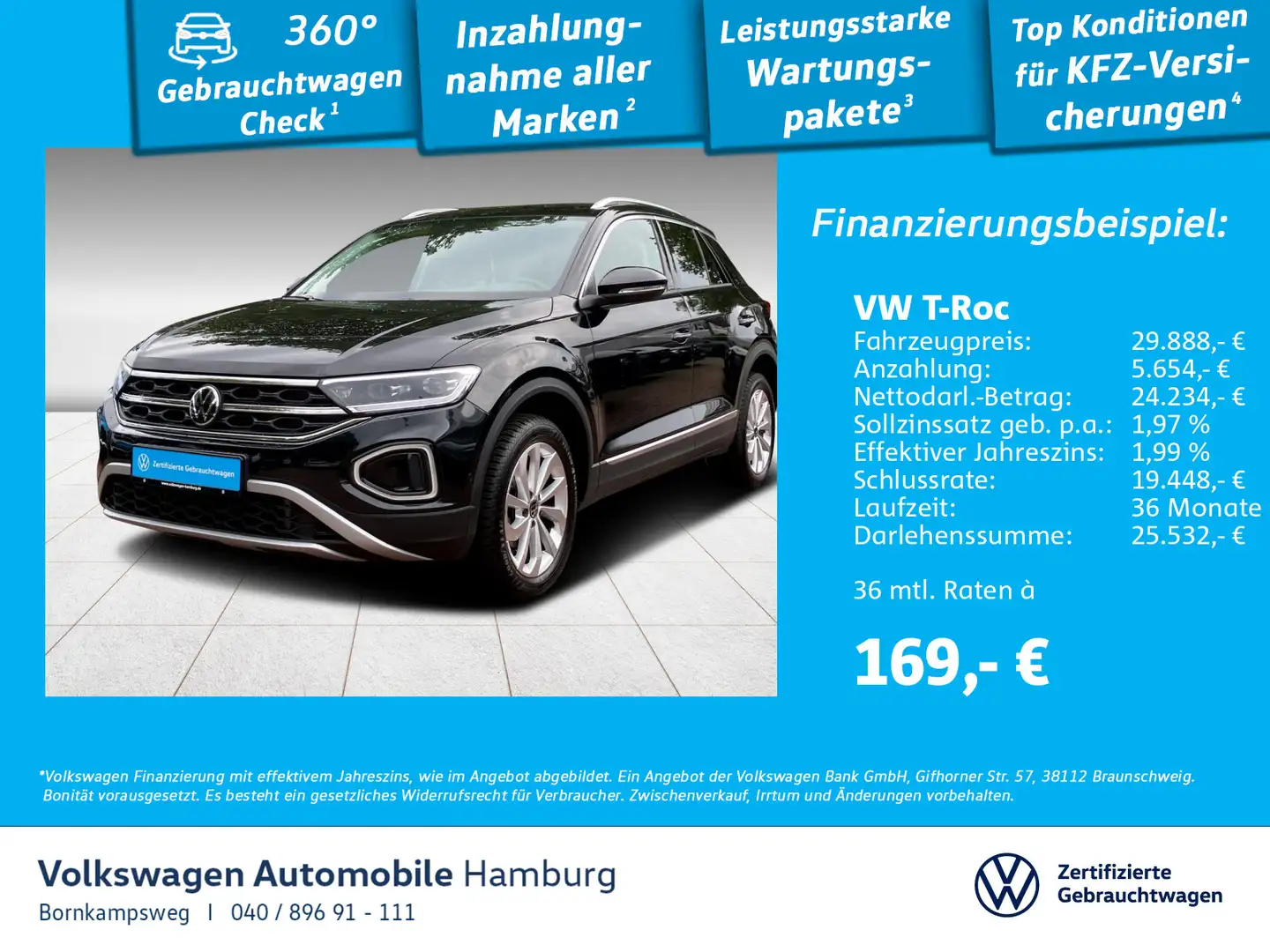 Volkswagen T-Roc 1.5 TSI Style DSG AHK Navi ACC App-Connect Schwarz - 1