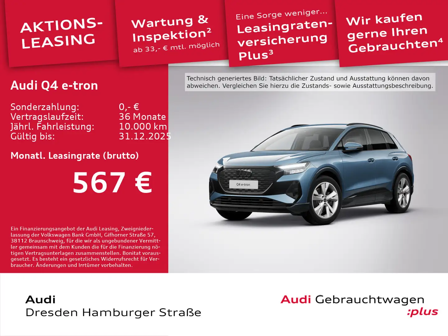 Audi Q4 e-tron 45 S line LED Navi AHZV Blau - 1