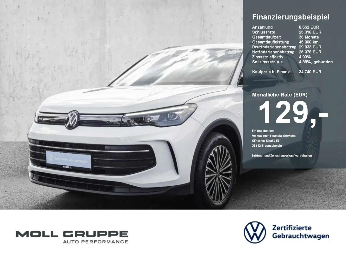 Volkswagen Tiguan 1.5 eTSI DSG Goal ACC AUT EL.HECK FLA HUD Weiß - 1